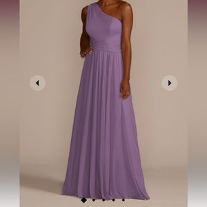 David’s bridal one shoulder gown in wisteria